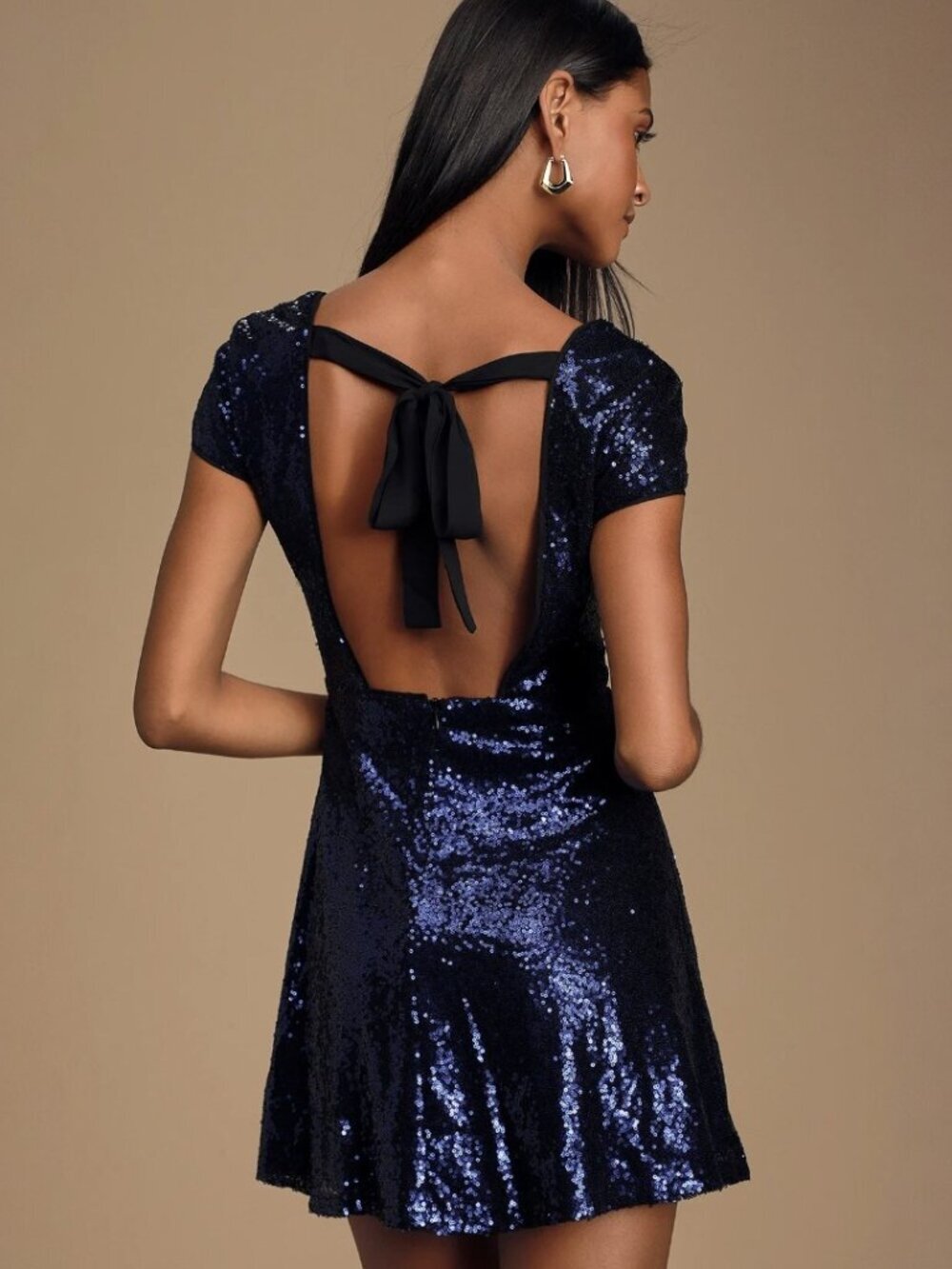 NWT Lulus Larsa Royal Blue Sequin Backless Mini Dress (size S) - Picture 3 of 11